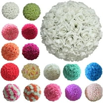 Walbest 7.87 Inch Artificial Flower Ball Blush Rose, Realistic Fake Rose Blossoms Faux Silk Rose Kissing Ball, DIY Wedding Bouquet Centerpieces Arrangements Party Home Decoration