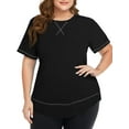thumbnail image 2 of WellSize Womens Plus size Tops Curved Hem Summer Short Sleeve Shirts Loose Casual Tunic Tee, 2 of 8