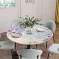thumbnail image 5 of Pink Floral Round Tablecloth for 55-60 Inch Tables,Fitted Table Cover with Elastic Edge,Spring Botanical Pastoral Vintage Country Waterproof Outdoor Table Cloth Protector for Patio Garden Dinner, 5 of 9