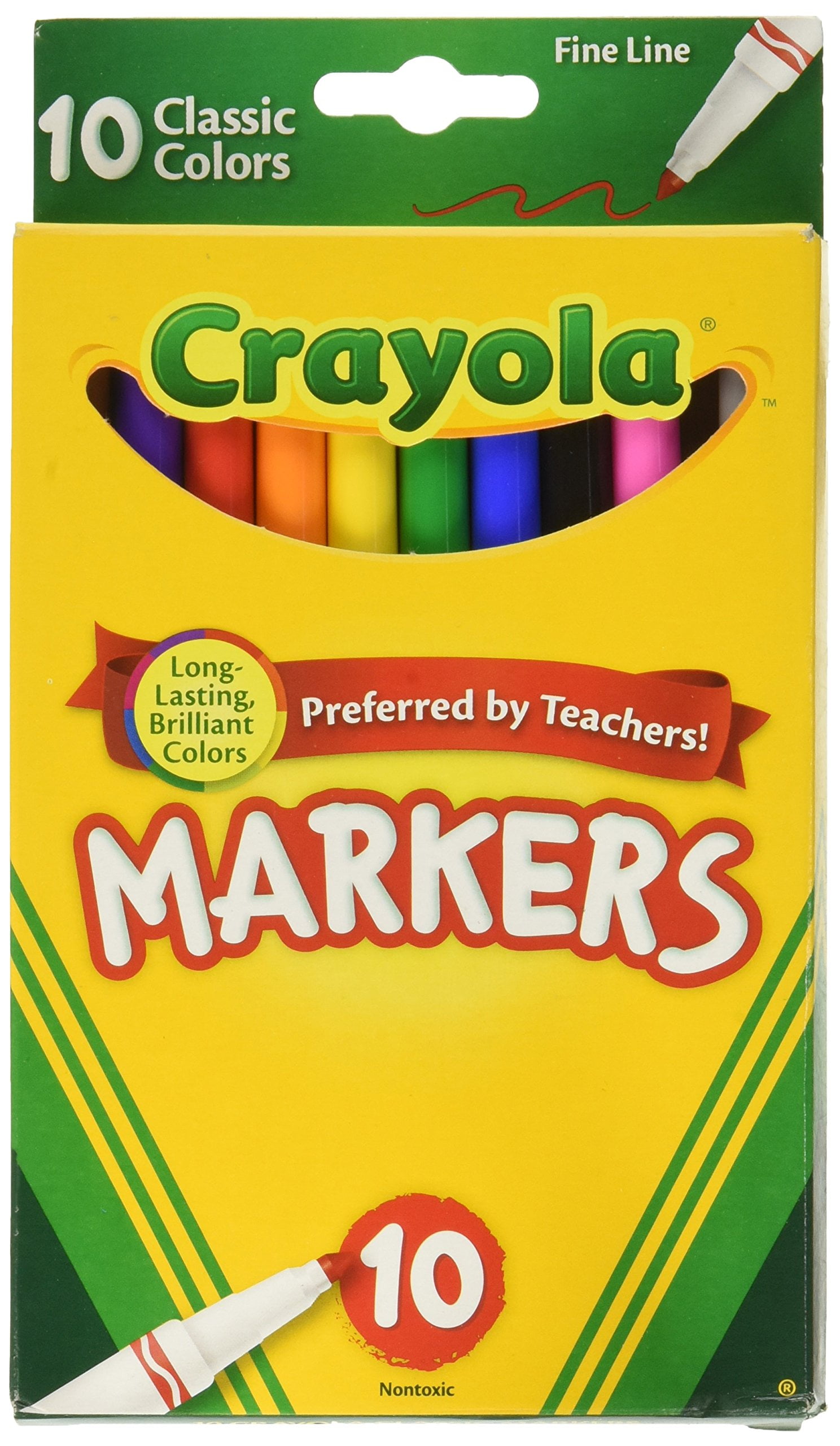 Crayola Classic Fine Line Markers Assorted Colors 10 Count