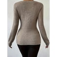 thumbnail image 4 of Women'S Twist Knot Fall Clothes Fashion Outfits Top Ribbed Long Sleeve Camel S, 4 of 9