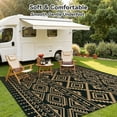 thumbnail image 5 of VUNATE Outdoor Rug Carpet 5'x8' Waterproof Reversible Patio Rug Portable Boho Indoor Outdoor Rug Plastic Straw Rug for Beach RV Camping Garden Picnic Deck Backyard Modern Porch Decor Black and Brown, 5 of 7