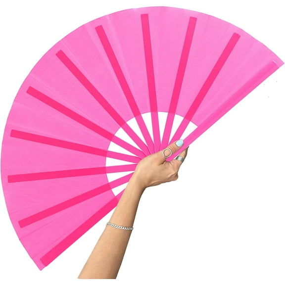 13inch Large Rave Fan Popping Fan Clacking Fans for Line Dancing,Hand Fans for Women Foldable,Boots on The Ground Fan,Portable for Outdoor,Wedding,Party,Decoration(Pink,1 Pack)