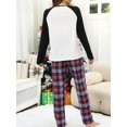 thumbnail image 4 of Conjunto de pijama de 2 piezas con estampado navideño para mujer, blusa de manga larga raglán + pantalones a cuadros, ropa de dormir, ropa de estar por casa, nueva moda 2023, 4 of 5