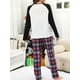 thumbnail image 4 of Conjunto de pijama de 2 piezas con estampado navideño para mujer, blusa de manga larga raglán + pantalones a cuadros, ropa de dormir, ropa de estar por casa, nueva moda 2023, 4 of 5