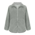 thumbnail image 3 of Womens Warm Sherpa Jackets, Zip Up Jacket for Women Fall Fashion Warm Fleece Solid Color Long Sleeve Full Zip Up Coats with Pockets, 3 of 5