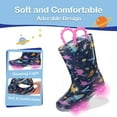 thumbnail image 6 of FUNCOO PLUS Toddler Kids Rain Boots Girls Light Up Waterproof Boots with Handles, Pink Space Dinosaur, Size 2, 6 of 6