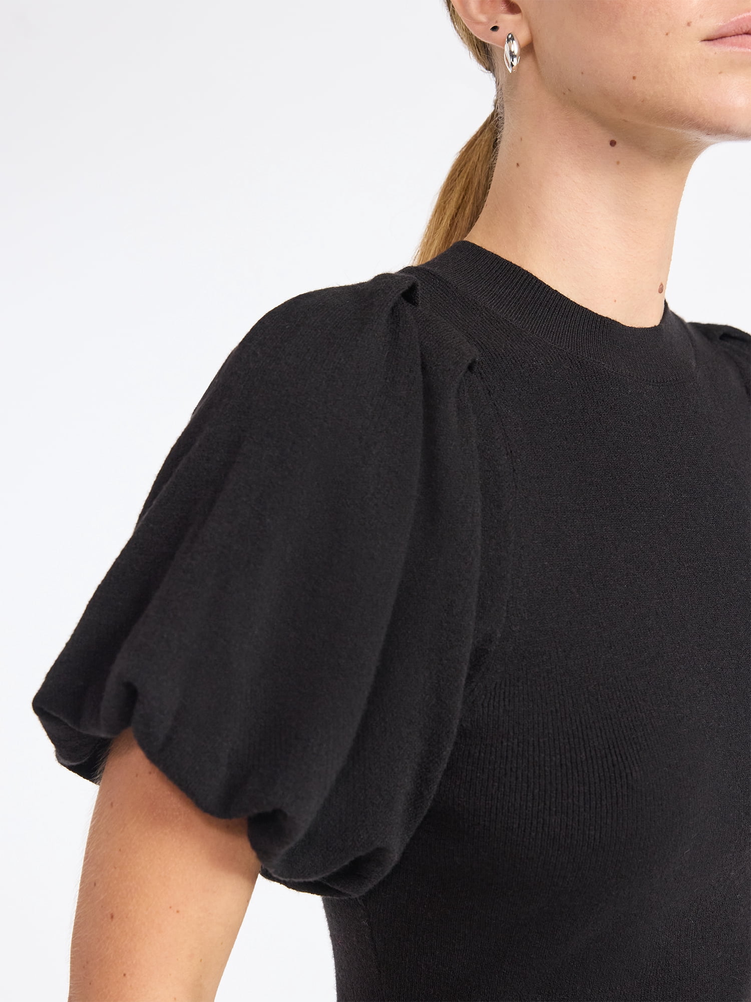 Scoop Women's and Women's Plus Sweater Dress with Puff Sleeves, Sizes XS-4X
