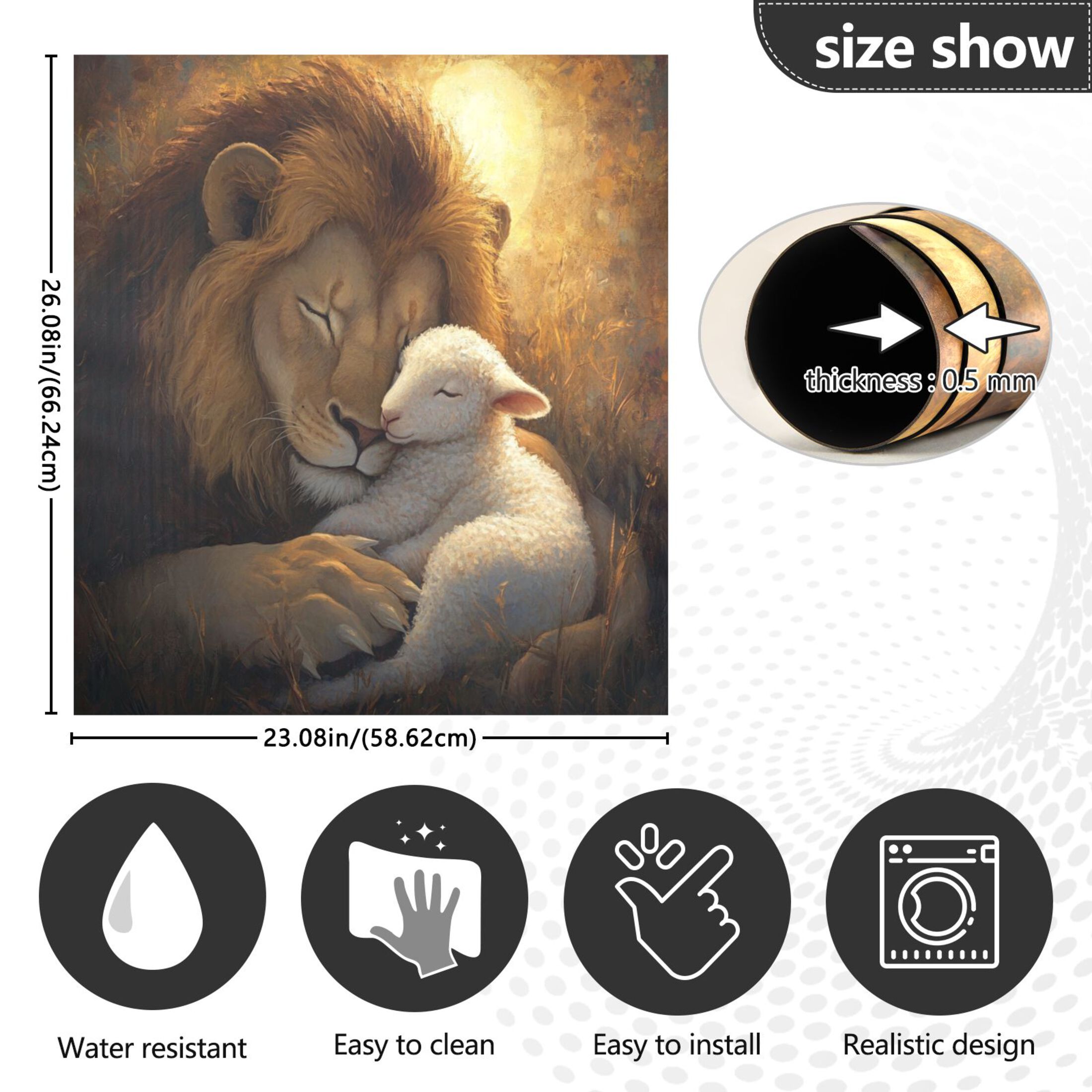 Dishwasher Magnetic Sticker 23x26 Inch Refrigerator Magnetic Sticker Washing Machine Magnetic Sticker Kitchen Panel Magnetic Sticker Home Decor Beautiful Lion Sheep