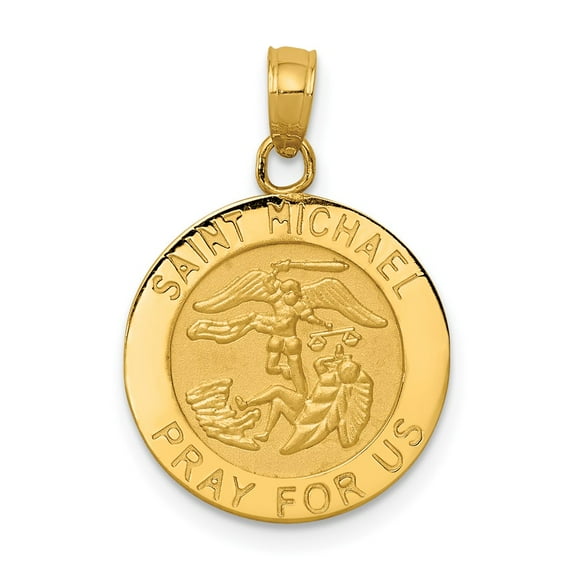 14K Yellow Gold Charm Pendant Saint Michael Medal