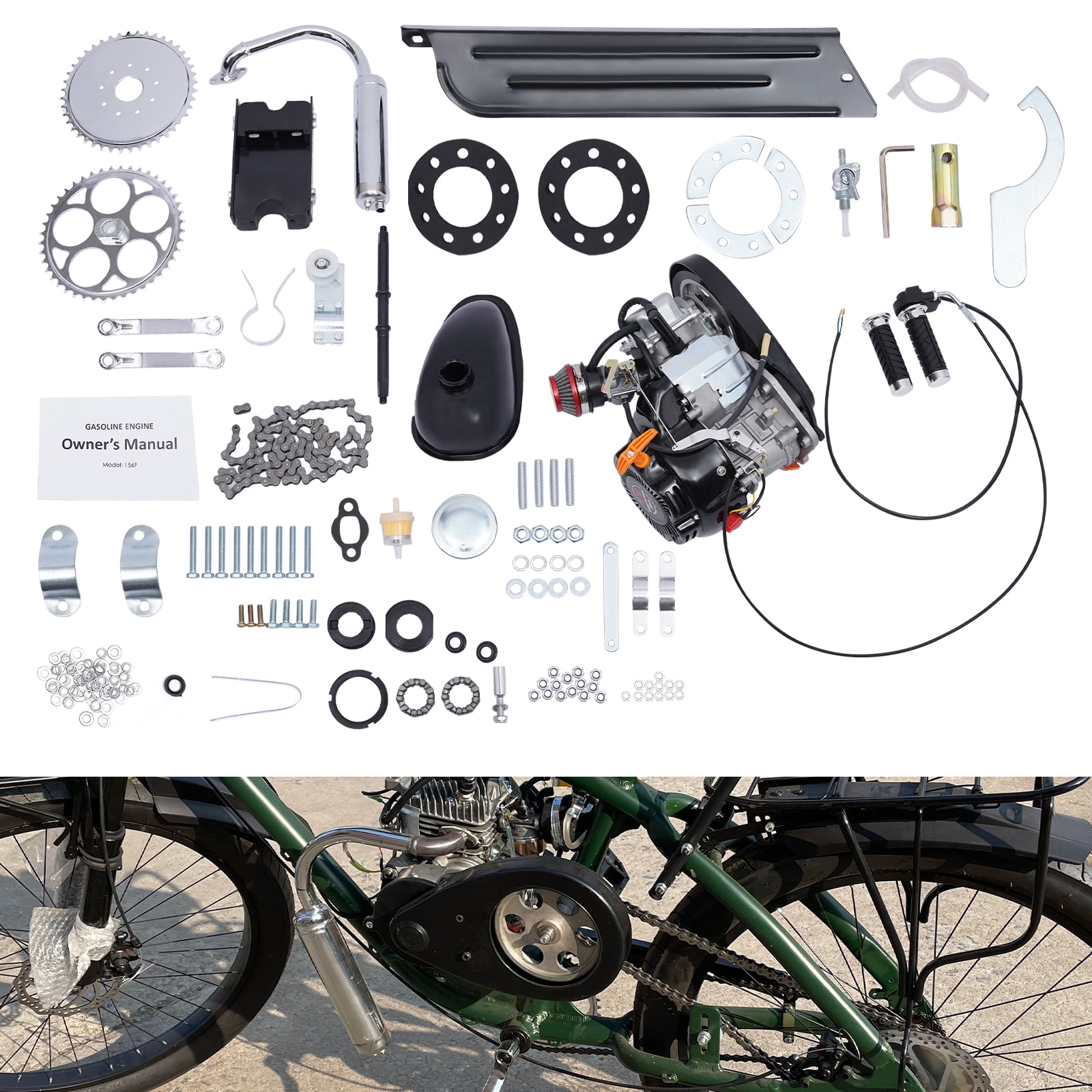 Miumaeov 100cc Bicycle Engine Kit 4 Stroke Gas Motorized Motor Bike