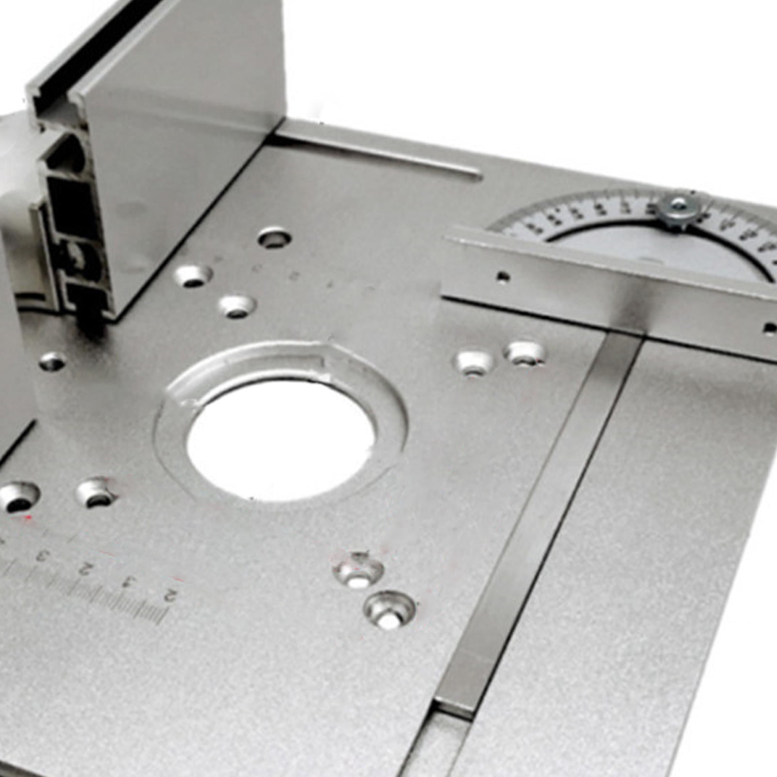 LAZIOEGR 2‑in‑1 Router Table Insert Plate – Dual 85x85mm/70x60mm Mounting, Aluminum Alloy, 180° Rotatable Ruler, Adjustable Fence, Smooth Surface, CNC‑Machined Scale