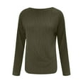 thumbnail image 3 of Fmbrln Womens Knitted Sweaters Fall Fashion Casual Crew Neck Long Sleeve Side Slit Hem Shirts Loose Comfy Pullover Tops Army Green M, 3 of 4