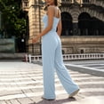 thumbnail image 7 of Frostluinai Women's 2 Piece Lounge Set Spring Outfits Wide Leg Pants Two Sets Camisole Tops Summer Sleeveless Spaghetti Strap with Pocket Light Blue XL, 7 of 7