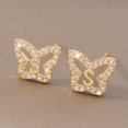 thumbnail image 1 of Pendientes sencillos con inicial A y un dulce encanto, pendientes de mariposa con circonitas con incrustaciones de cobre y pendientes explosivos, 1 of 6