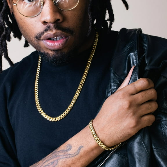 Gold Plated 925 Sterling Silver Miami Cuban 200 Chain Link 7mm Made in Italy 26" Jewelry Female