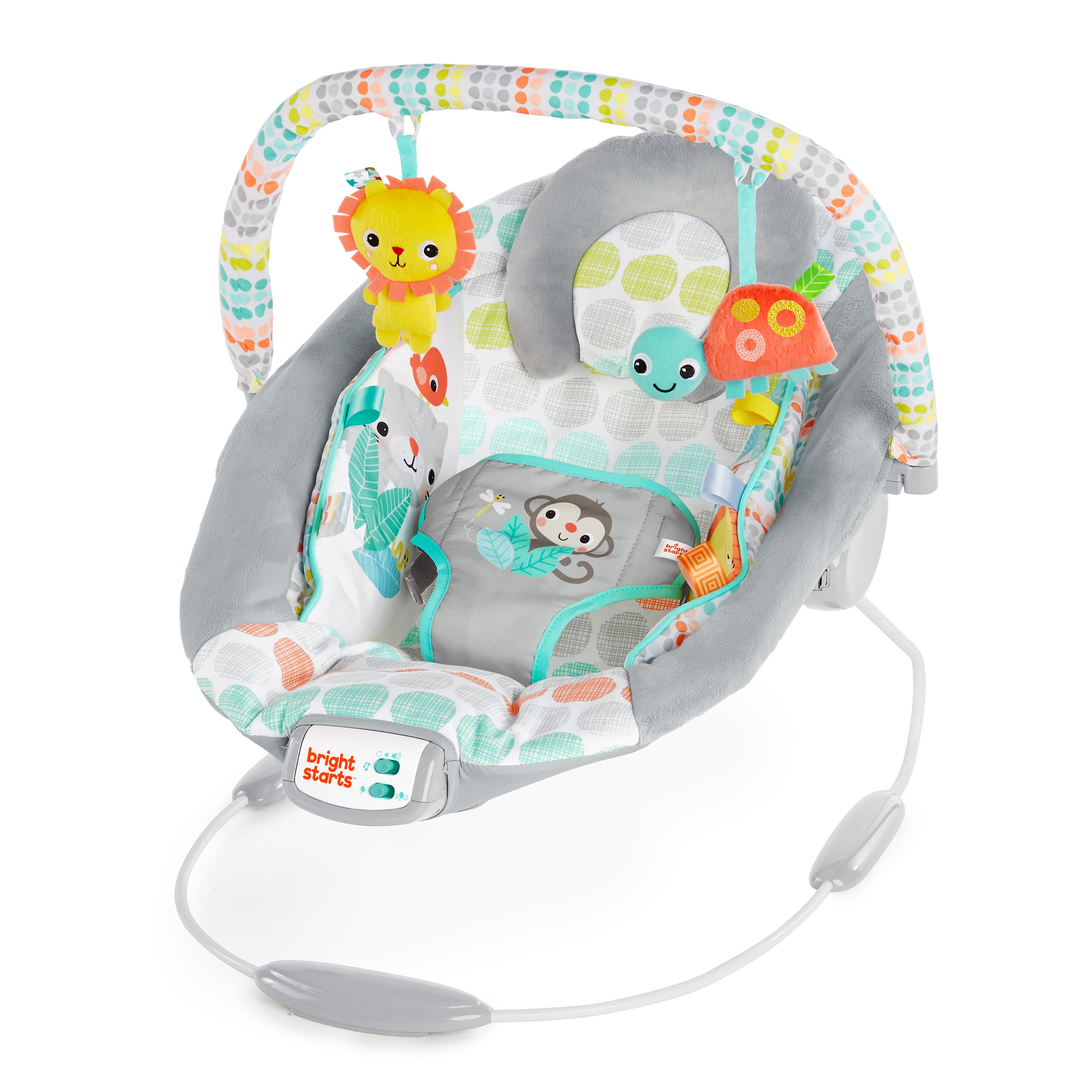 Bright Starts Playful Pinwheels Bouncer Multi-Color Safari Baby Vibrating Seat 
