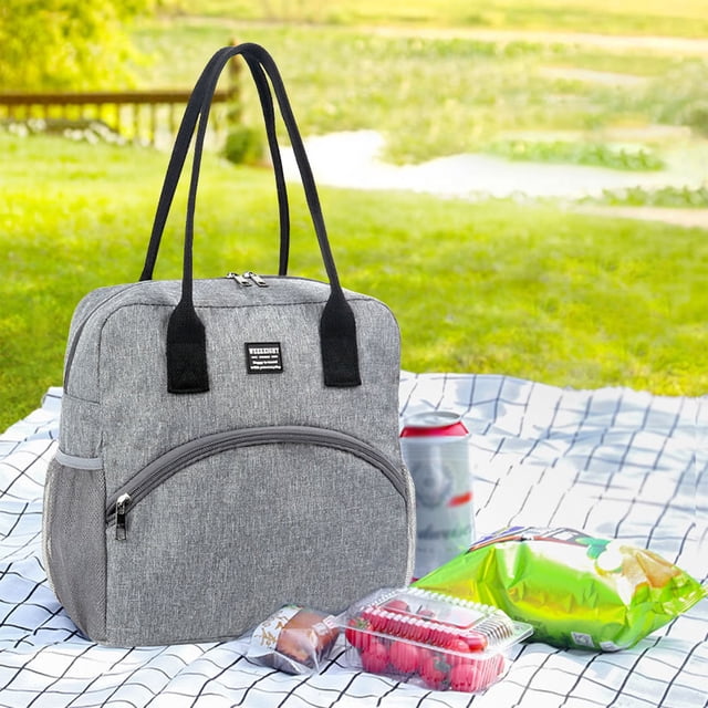 Bolsas para almuerzo aisladas impermeables, pequeña bolsa de comida de aluminio plateado