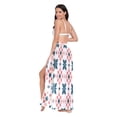 thumbnail image 3 of FORMRS Womens Long Sarong Beach Wrap Semi-Sheer Bikini Skirt Bathing Swimsuit Cover Up, Flowers Geometric Pattern, 3 of 7
