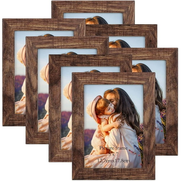 RLAVBL 5x7 Picture Frame Set of 7, Rustic Frames Display 5 by 7 inch
