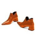 thumbnail image 3 of YDN Women Sexy Pointed Toe Ankle Booties Chunky Low Heel Short Boots Pull On Elastic Daily Outdoor Shoes Size 11 Orange, 3 of 4