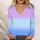 thumbnail image 3 of Blusa de manga larga con estampado de teñido anudado y cuello en V suelto informal para mujer Fridja fjkfkj3645, 3 of 5