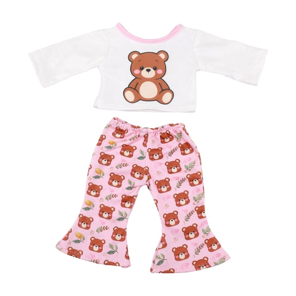 Clearance! Baby Doll Clothes Set for 18 Inch Baby Dolls, Long Sleeve Top & Flared Pants 2Pcs Set, Doll Clothing Accessories, Pretend Play Christmas Dress Up Toy Gift for Girls Age 3