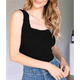 thumbnail image 4 of Tops Cortos de Tirantes Anchos con Cuello Cuadrado para Mujer, Tops Florales para Salir, Tops Cortos Ajustados con Ribete de Lechuga, Negro M, 4 of 6