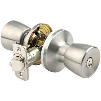 Brinks Keyed Entry Bell Style Mobile Home Doorknob, Stainless Steel