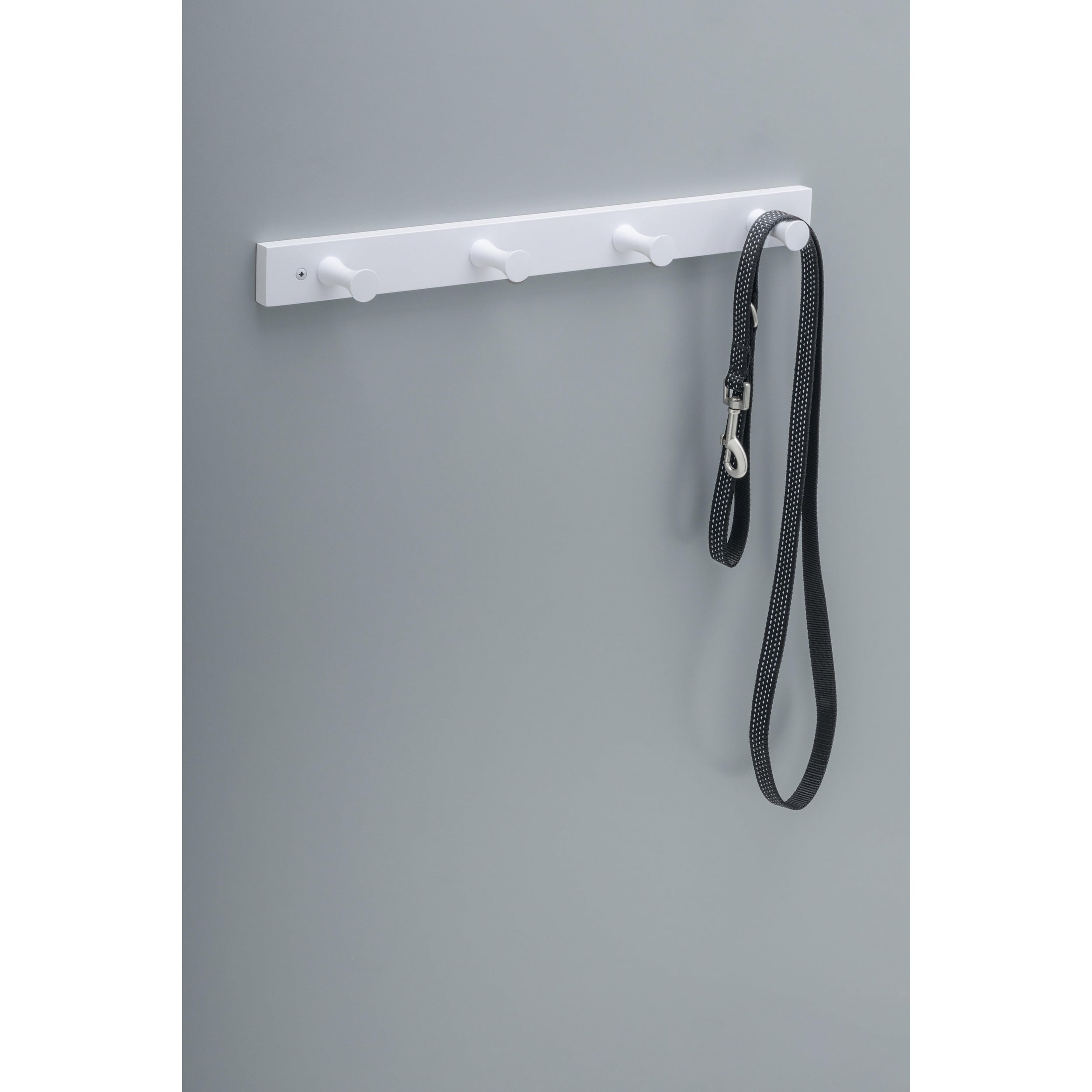 Mainstays Wall Mounted 18 in. Pure White Wood Hook Rail, 4 Hooks