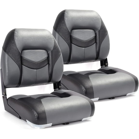 NORTHCAPTAIN Marine Low Back Folding Boat Seat,Stainless Steel Screws Included,Charcoal/Black, 2 Seats