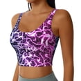 thumbnail image 2 of Rateoe Blue Lightning Print Womens' Sports Bras Scoop Neck Sports Vest- Padded U Back Seamless High Impact Support, 2 of 7