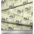 thumbnail image 2 of Soimoi Yellow Silk Fabric London Theme Architectural Print Fabric by the Yard 42 Inch Wide, 2 of 3