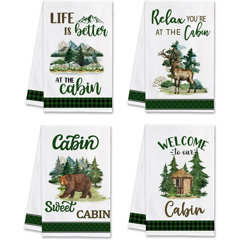 Cabin Kitchen Towel/cabin Gifts/cute Kitchen Towels/cabin Kitchen Decor/cute  Dish Towels/up North Gifts/cabin Decor/cabin Towels 