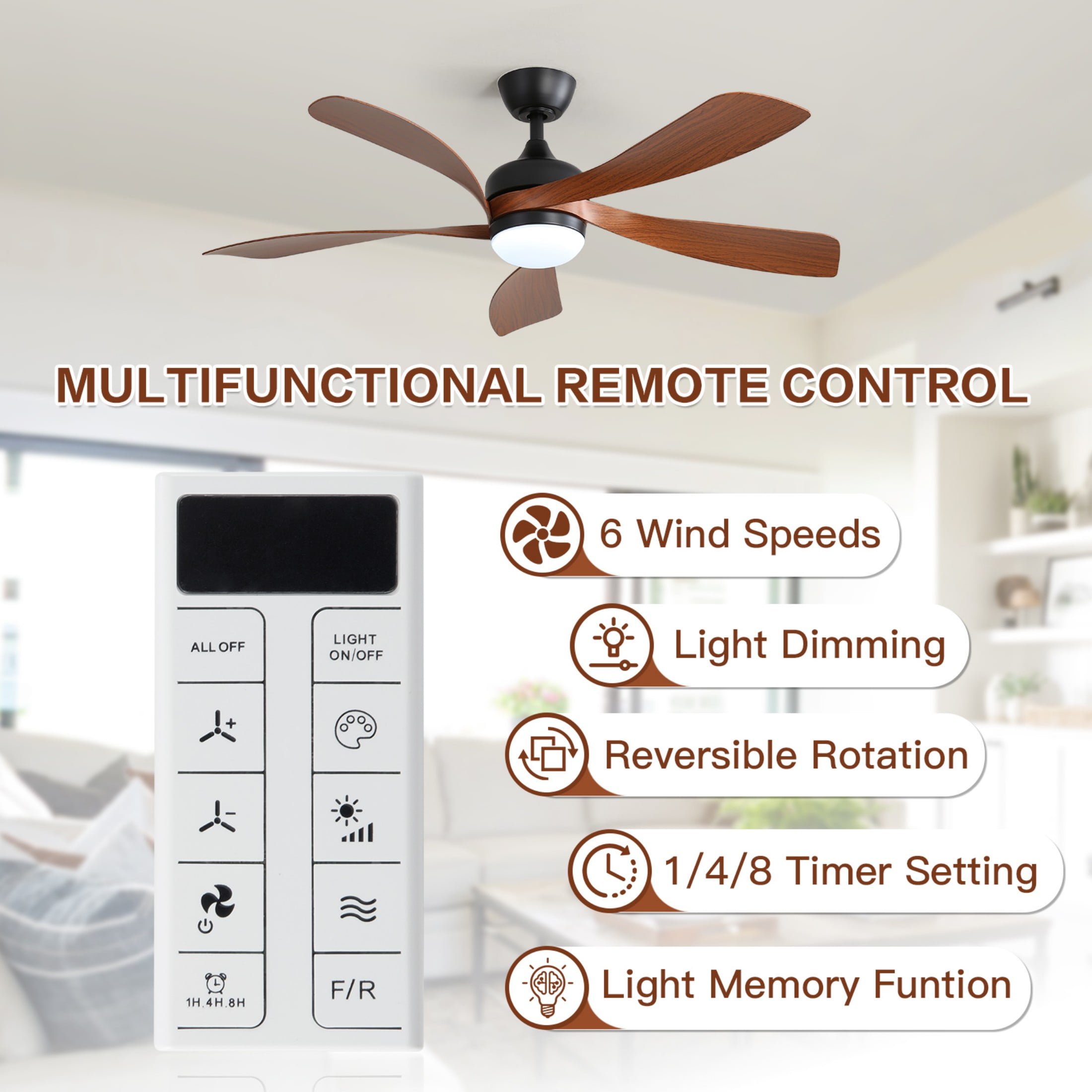Sofucor 45" Smart Ceiling Fan, Indoor/Outdoor Ceiling Fans with Lights and Remote, Compatible with Alexa/Google/App, 3-Color Light 6-Speed Timing Reversible DC Motor