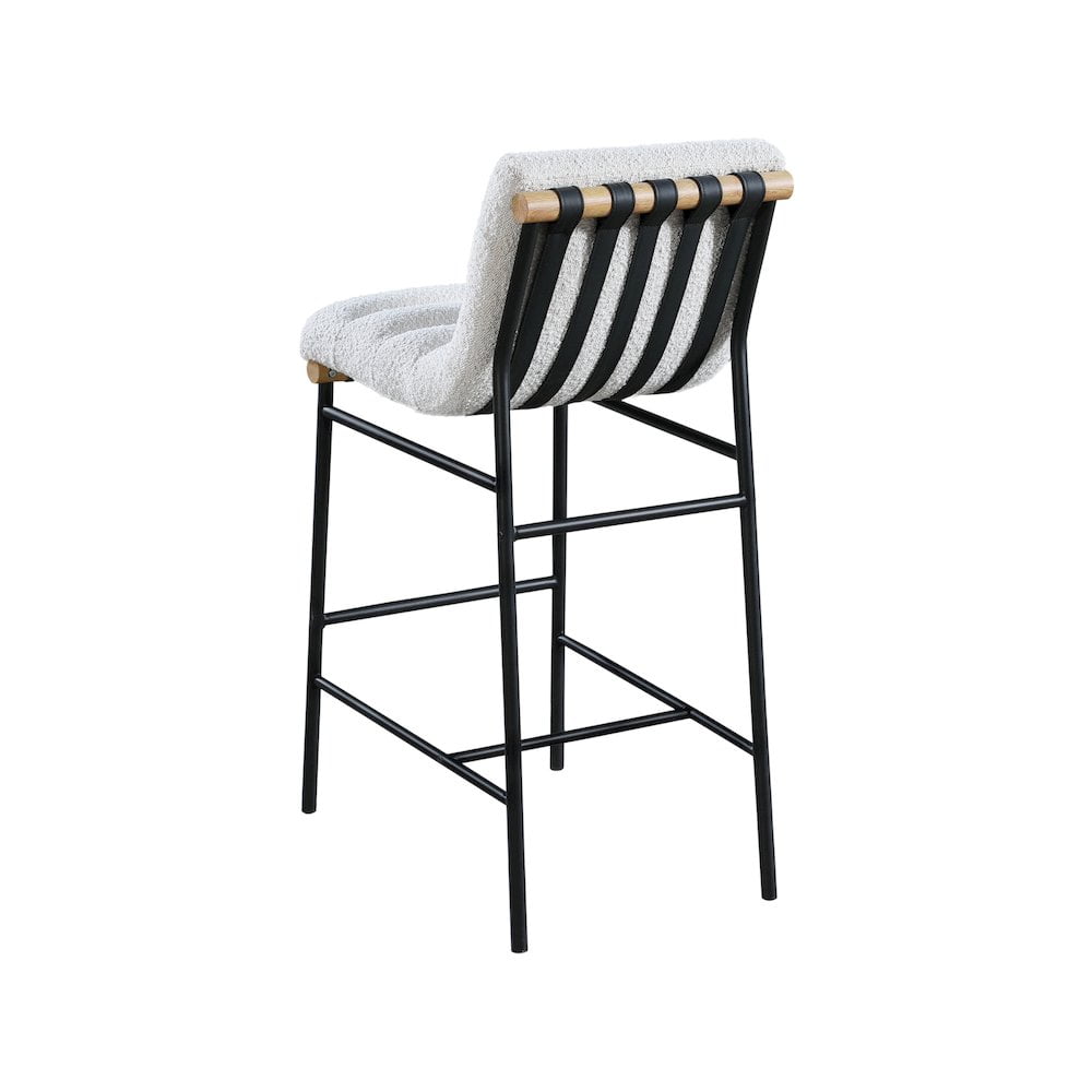 Meridian Furniture Burke Boucle Fabric Bar Stool, Cream