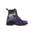 thumbnail image 3 of Woobling Ladies Leather Boot Lace Up Ankle Boots Vintage Short Bootie Outdoor Booties Non Slip Floral Comfortable Purple Alice 6.5, 3 of 6