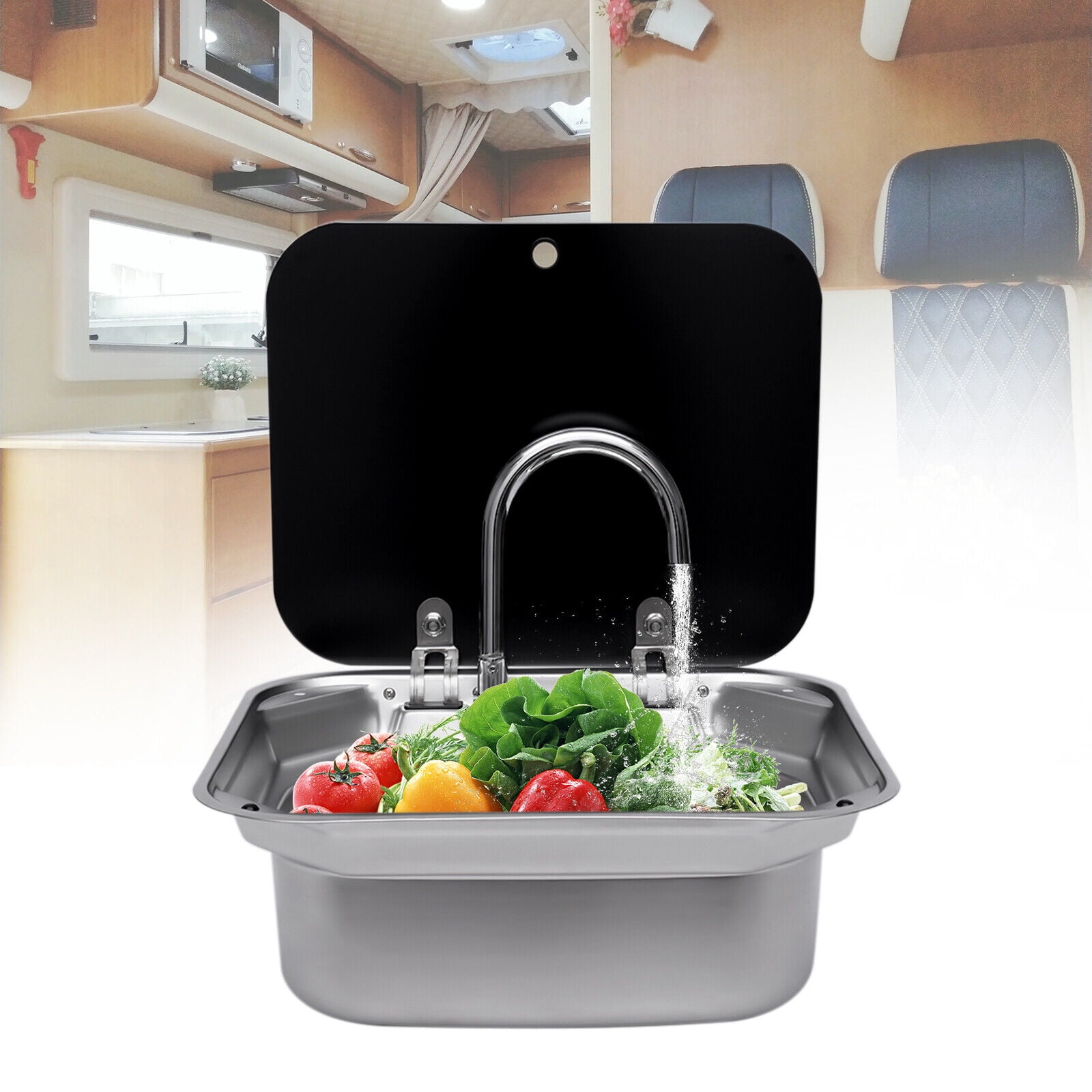 Wuzstar Boat Caravan RV Kitchen Basin Sink RV Sink Stainless Steel Hand Wash Basin Sink with