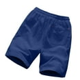 thumbnail image 3 of ZQUUVOU Men's Casual Shorts Elastic Waist Solid Color Cotton Drawstring Pocket Shorts Blue, 3 of 3