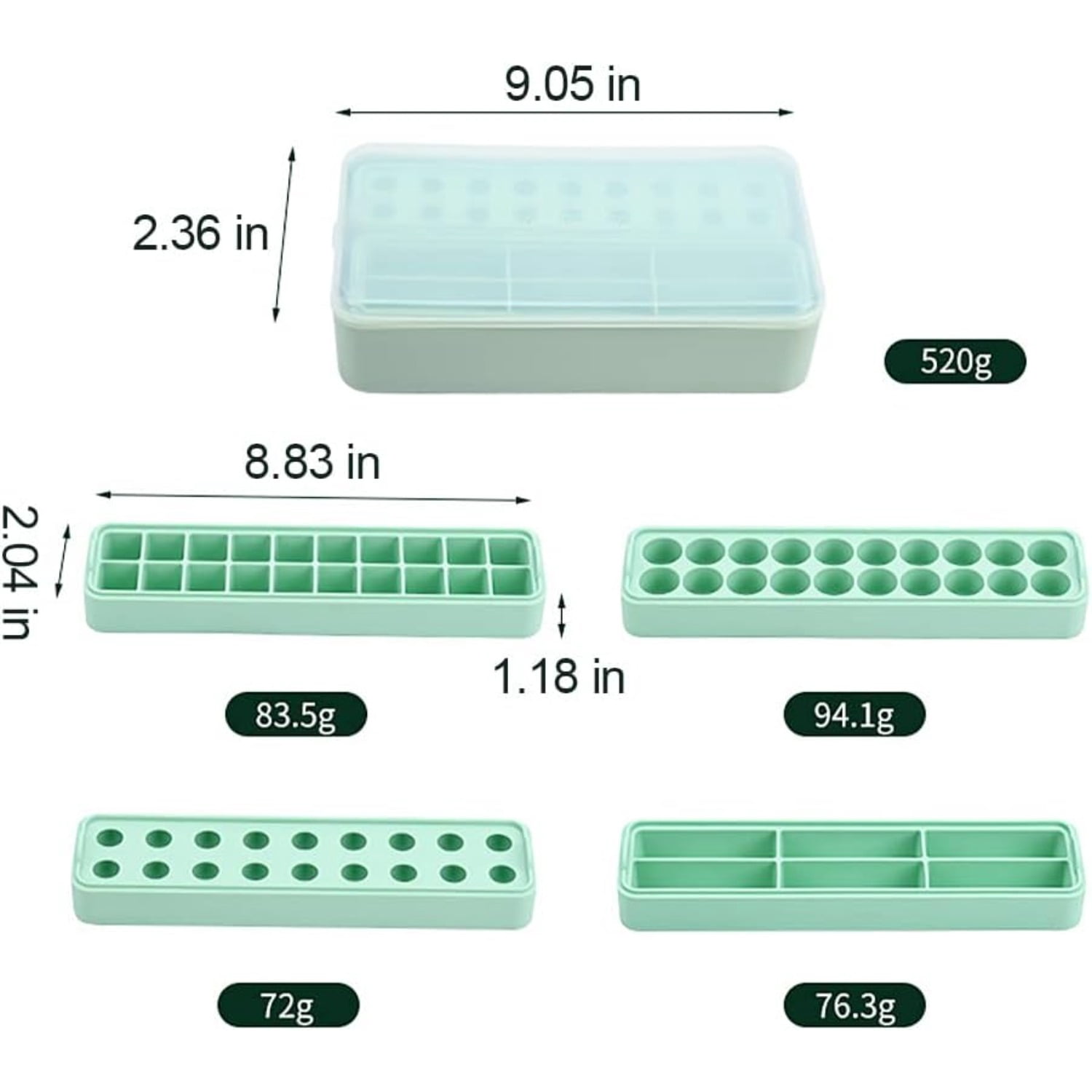4-in-1 Ice Cube Tray Set, with Lid and Ice Clip, Food Grade Silicone Ice Cube Trays for Whiskey, Beer, Beverage, Simple to Use, Easy to Clean