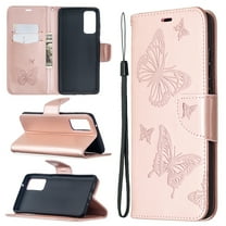 Samsung Galaxy S20 FE 5G Case, Dteck Embossed Butterfly PU Leather Magnetic Flip Wallet Case Built-in Card Holder with Wrist Strap Stand Cover For Samsung Galaxy S20 FE 6.5 inch, Pink