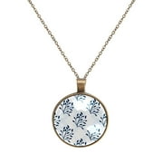 OWNMEMORY Orchid Pattern-01 Pattern Women's Glass Circular Pendant Necklace - Stunning Jewelry Piece
