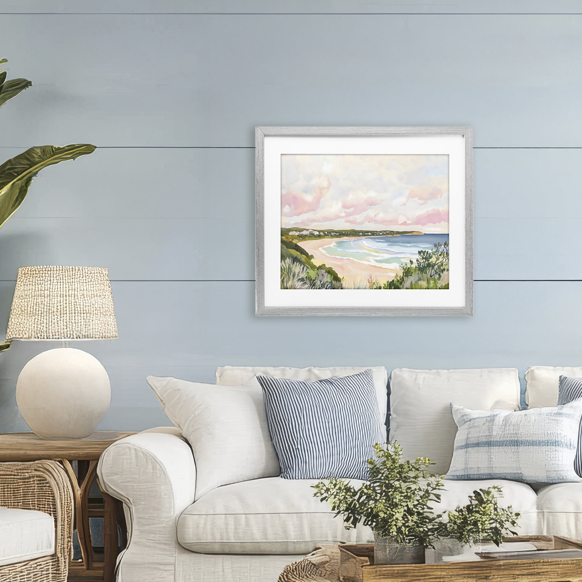 Stupell Industries Serene Sunset Beach Panorama Gray Framed Print Under Glass, design by The Prints Vibe
