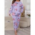 thumbnail image 3 of Cueply Womens Plus Size Pajama Set Long Sleeve Pjs for Women Soft Sleepwear Loungewear Nightwear With Pockets, 3 of 7