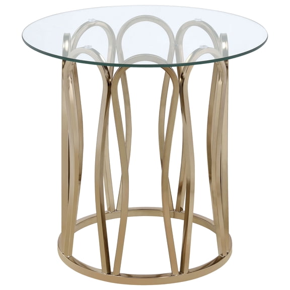 Monett Round Glass Top Side End Table Chocolate Chrome