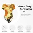 thumbnail image 6 of Uemuo Golden Sunflower In Field Pattern Women's One Piece Short Sleeve Swimsuit Rash Guard Surfing Modest Quick-drying Swimsuit Beach Essentials-Medium, 6 of 9