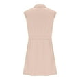 thumbnail image 6 of Htigea Women's Tank Dress Collared Sleeveless Mini Dress Zipper Elastic Waist Summer Pocket Dresses Beige,S, 6 of 7