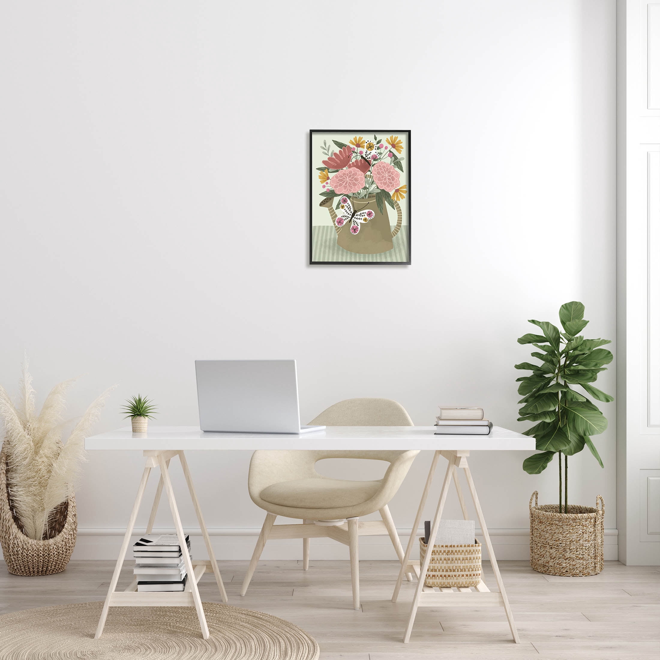 Mixed Dahlia Gardening Bouquet Botanical & Floral Graphic Art Black Framed Art Print Wall Art