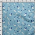 thumbnail image 4 of oneOone Polyester Lycra Light Blue Fabric Rooster Cock Craft Projects Decor Fabric Printed By The Yard 56 Inch Wide, 4 of 4