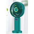 thumbnail image 1 of Ventilador de mano, mini ventilador portátil recargable por USB, ventilador de bolsillo pequeño de 5 velocidades con base verde, 1 of 5